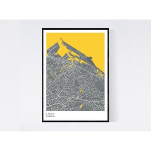 Leith, Edinburgh City Map Art Print -  Many Colours - 350gsm Art Quality Paper - Fast Delivery - Scandi // Vintage // Retro // Minimal