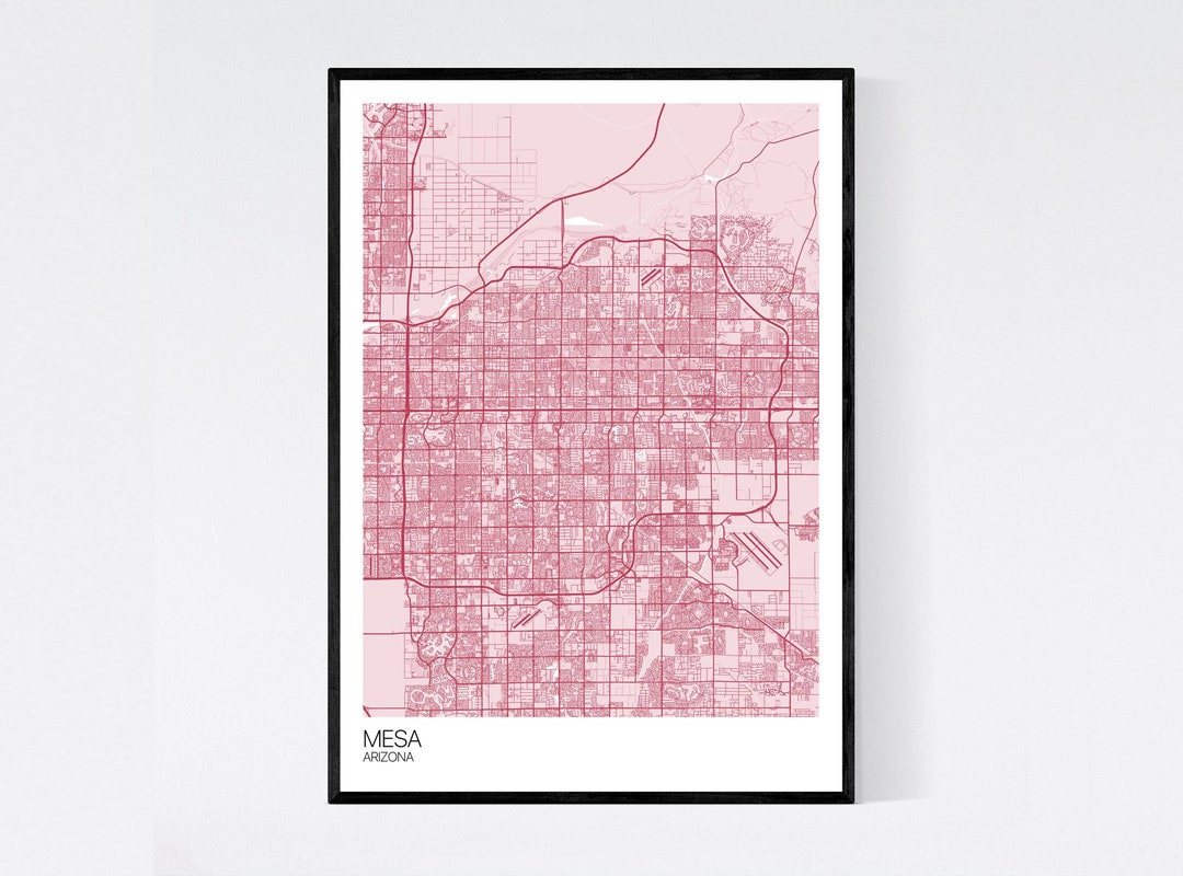 Mesa, Arizona Map Print - Many Colours - Printed on Art Quality Paper ...