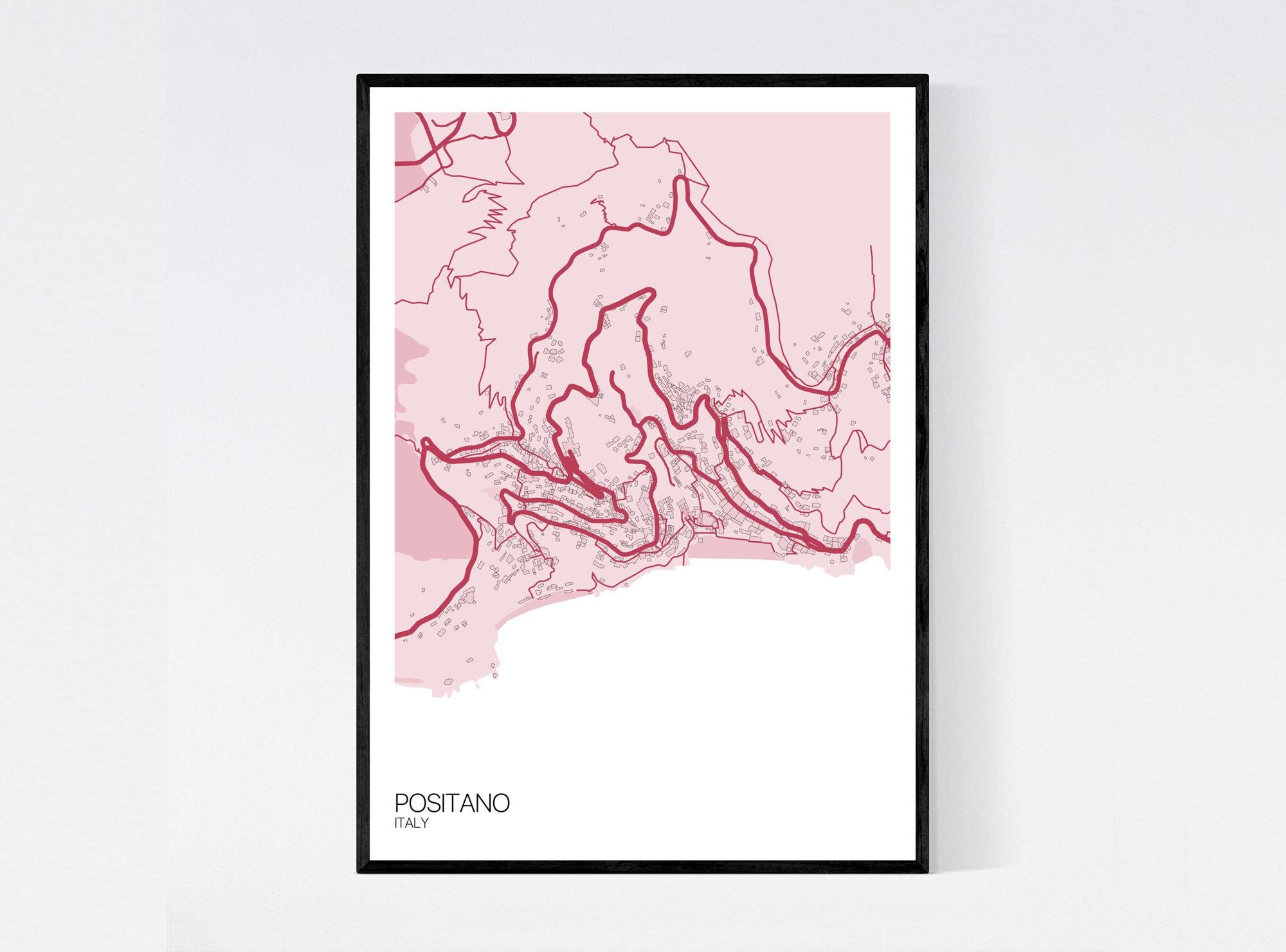 Positano Italy Map Art Print Many Colours 350gsm Art | Etsy