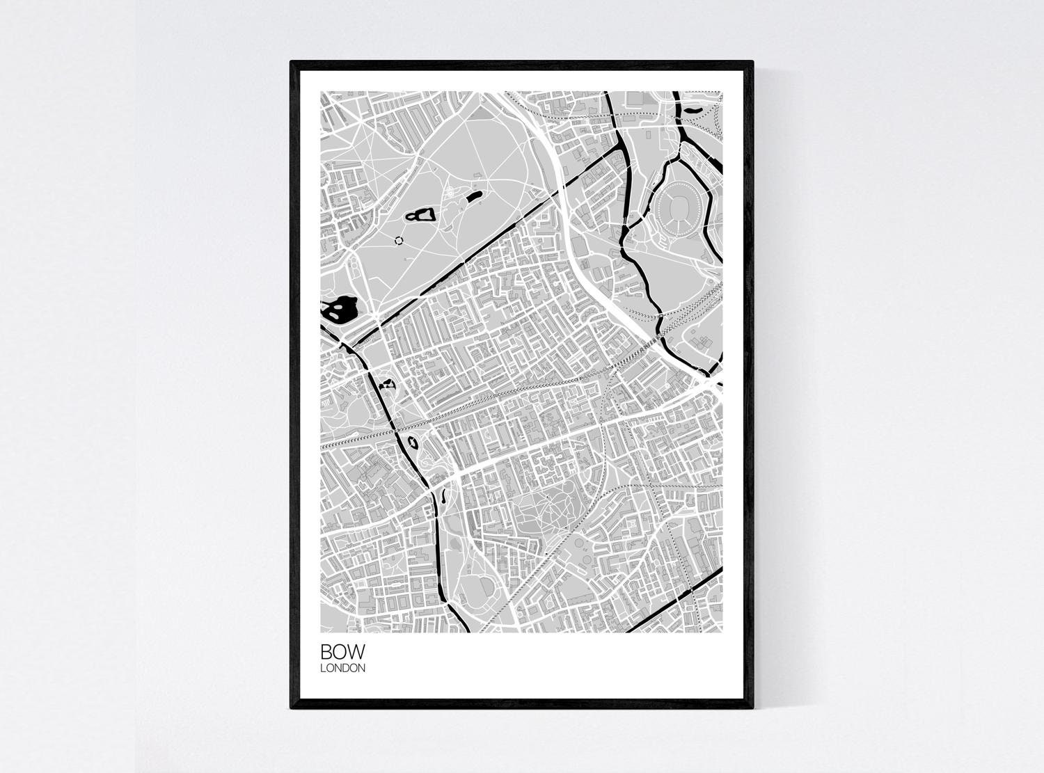 Bow London Map Art Print Many Colours 350gsm Art Quality | Etsy