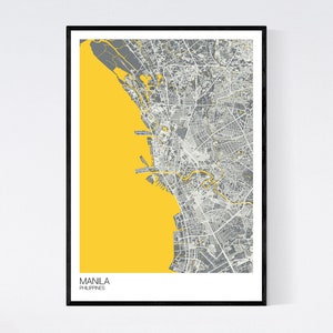 Manila, Philippines Map Art Print - Many Styles - Art Quality Paper - Fast Delivery - Poster // Scandi // Vintage // Retro // Minimal