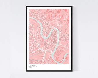 Verona, Italy Map Art Print - Many Colours - 350gsm Art Quality Paper - Fast Delivery - Scandi // Vintage // Retro // Minimal
