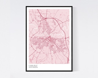 Carlisle, United Kingdom City Map Art Print - Many Styles - 350gsm Art Quality Paper - Fast Delivery - Scandi / Vintage / Retro / Minimal