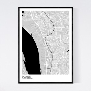 Bootle, United Kingdom Map Print Many Colours Fast Delivery // Retro ...