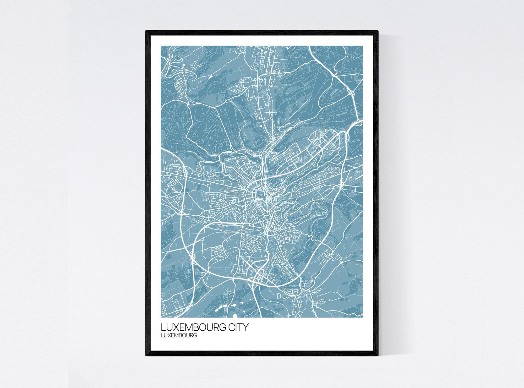 Luxembourg City Map Print Many Colours Printed on Art | Etsy