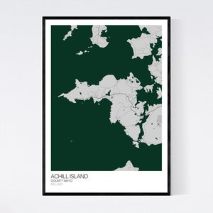 Achill Island, County Mayo Map Art Print - Many Styles - 350gsm Art Quality Paper - Fast Delivery - Scandi // Vintage // Retro // Minimal