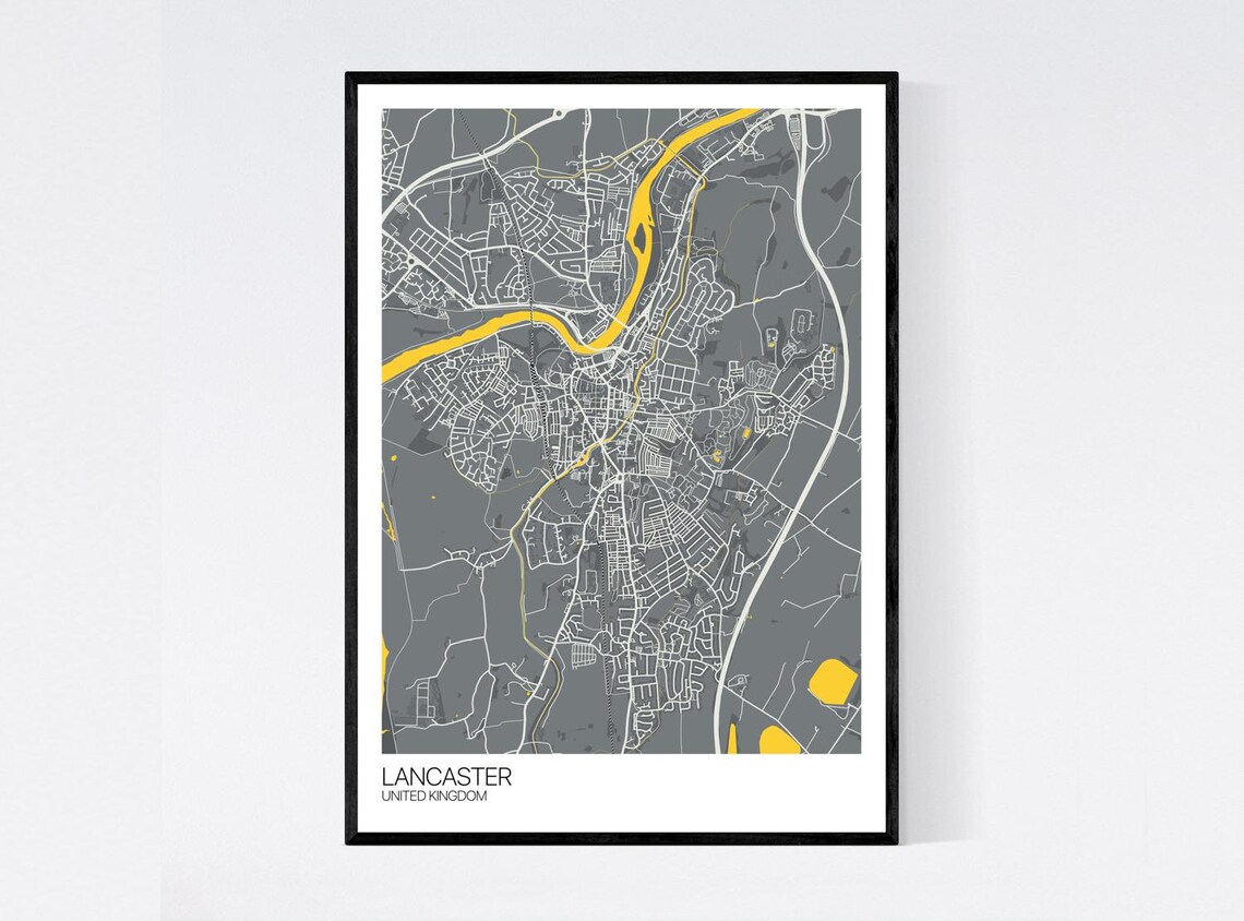 Lancaster United Kingdom Map Print Many Colours Fast | Etsy