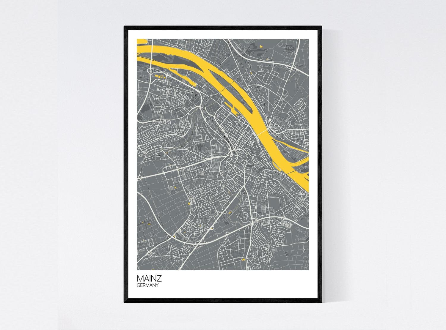 Mainz Germany City Map Print Many Colours Printed on Art | Etsy
