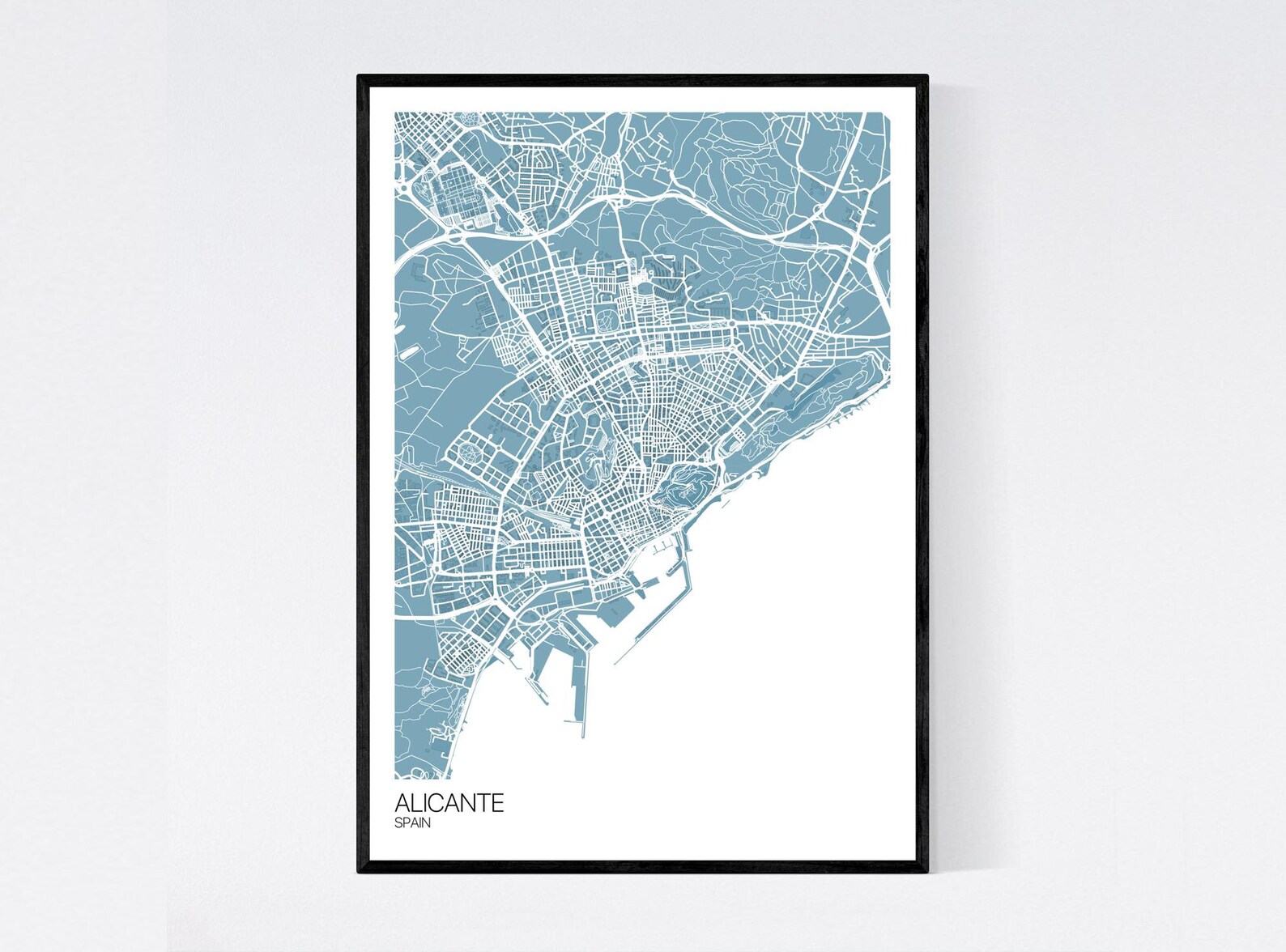 Alicante Spain Map Art Print Many Colours 350gsm Art - Etsy