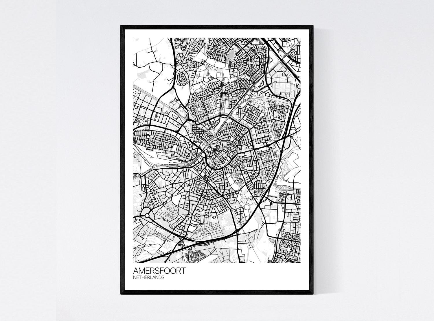 Amersfoort Netherlands Map Art Print Many Colours 350gsm Etsy