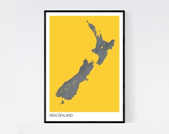 New Zealand Country Map Print - Many Colours - Fast Delivery - Scandi // Vintage // Retro // Minimal -  350gsm Art Quality Paper