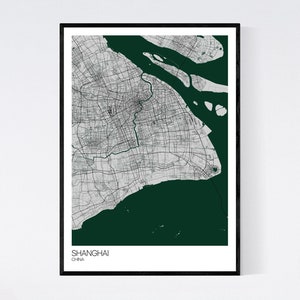 Shanghai, China Map Art Print - Many Styles - Art Quality Paper - Fast Delivery - Poster // Scandi // Vintage // Retro // Minimal