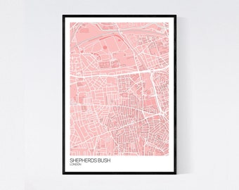 Shepherds Bush, London Map Art Print - Many Colours - 350gsm Art Quality Paper - Fast Delivery - Scandi // Vintage // Minimal