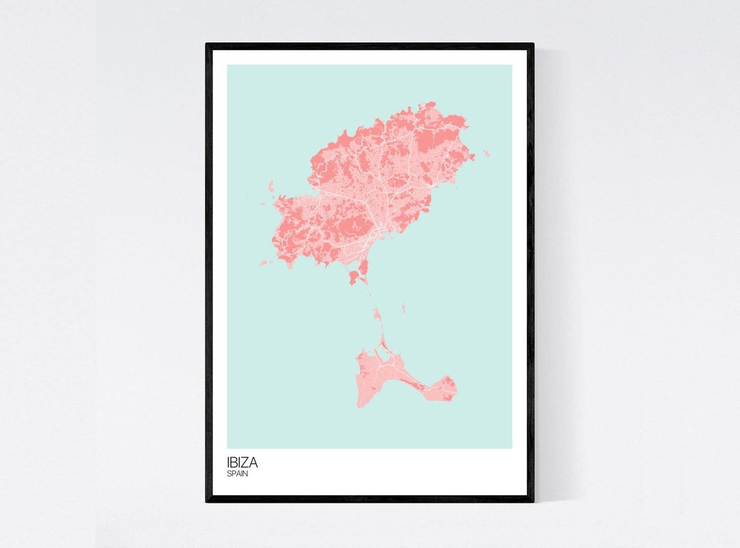 Ibiza, Spain Island Map Art Print - Many Colours - 350gsm Art Quality ...