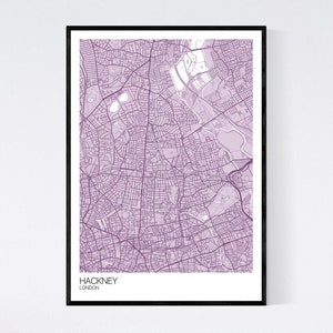 Hackney, London Map Art Print - Many Colours - 350gsm Art Quality Paper - Fast Delivery - Scandi // Vintage // Minimal