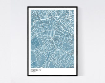 Brockley, London Map Art Print - Many Colours - 350gsm Art Quality Paper - Fast Delivery - Scandi // Vintage // Minimal