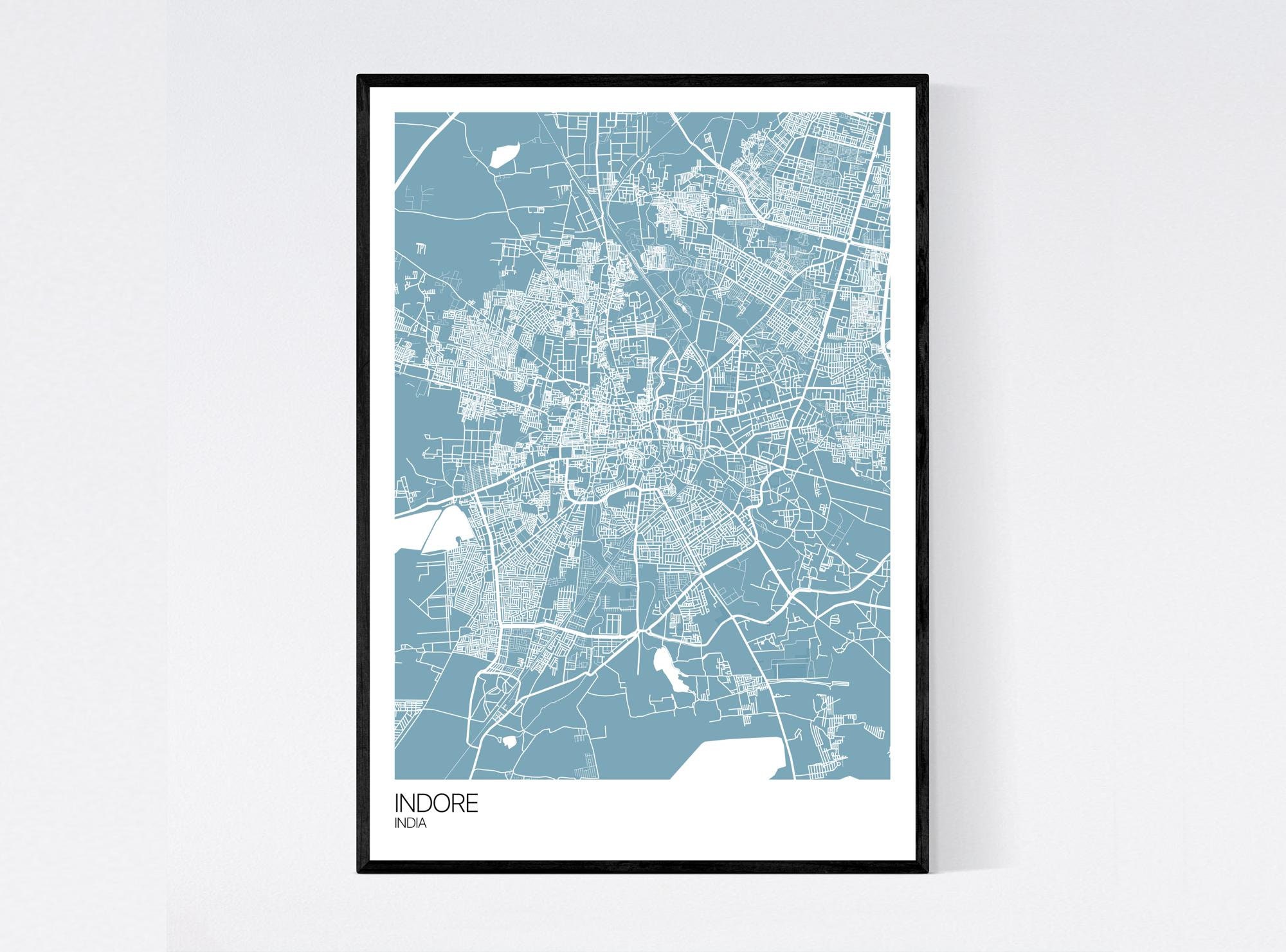 Indore In India Map Indore India Map Art Print Many Styles Art Quality Paper | Etsy New Zealand