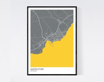 Anstruther, Scotland Map Art Print - Many Styles - 350gsm Art Quality Paper - Fast Delivery - Scandi // Vintage // Retro // Minimal