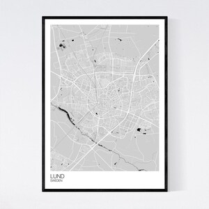 Lund, Sweden Map Art Print Many Styles 350gsm Art Quality Paper Fast
