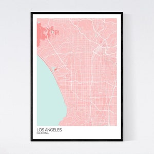 Los Angeles, California Map Print - Many Colours - Printed on Art Quality Paper - Fast Delivery - Scandi // Vintage // Retro // Minimal