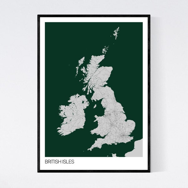 British Isles (Britain) Map Print - Many Colours - Fast Delivery - Scandi // Vintage // Retro // Minimal -  350gsm Art Quality PaperPer