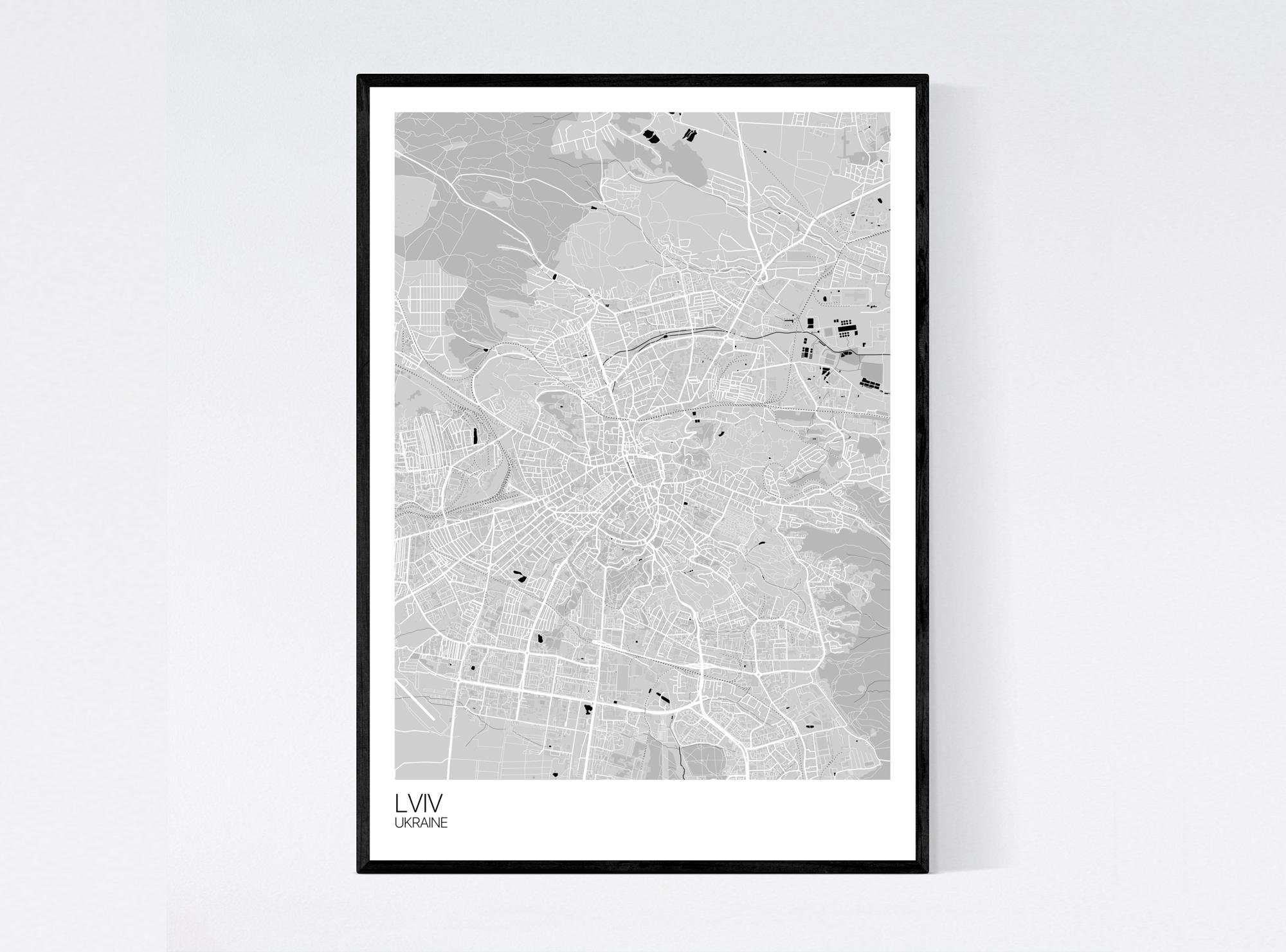 Lviv Ukraine Map Art Print Many Styles 350gsm Art Quality | Etsy