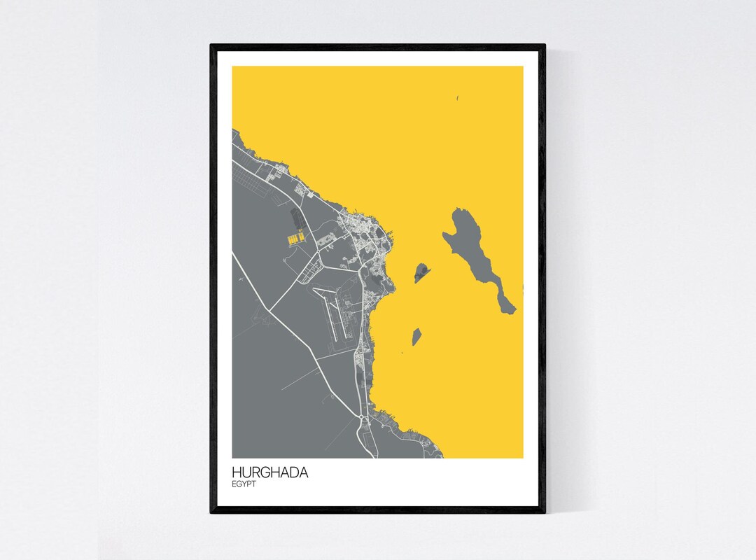 Hurghada, Egypt Map Art Print Many Styles Art Quality Paper Fast ...