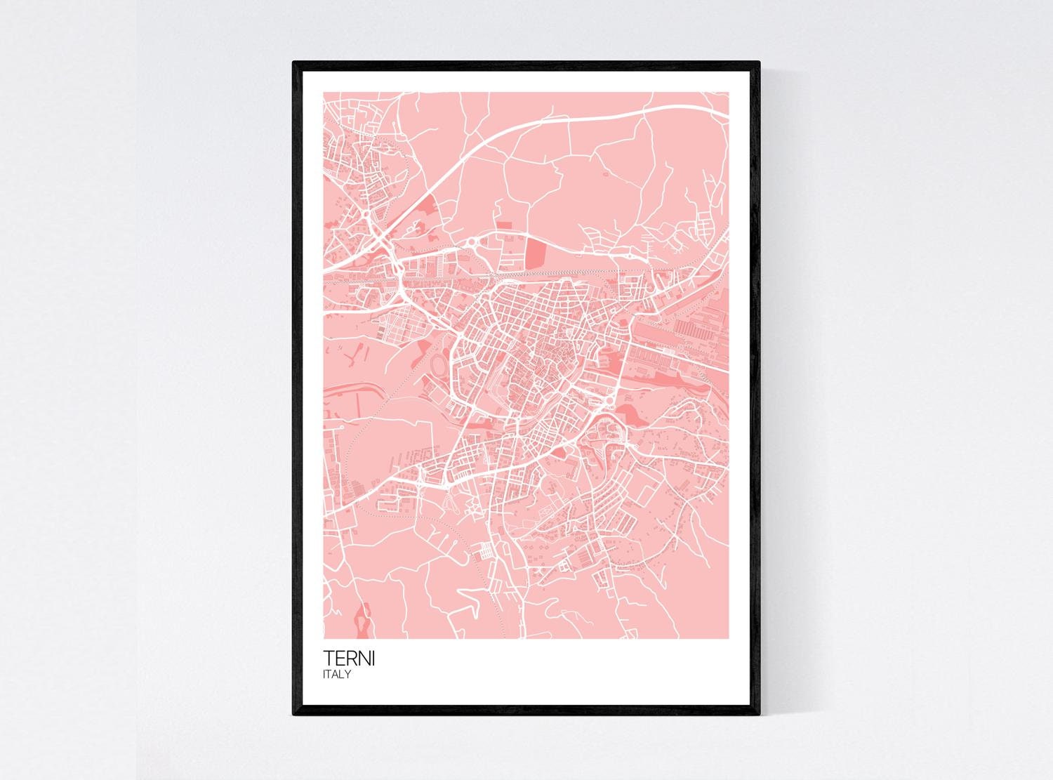 Terni Italy Map Art Print Many Colours 350gsm Art Quality | Etsy