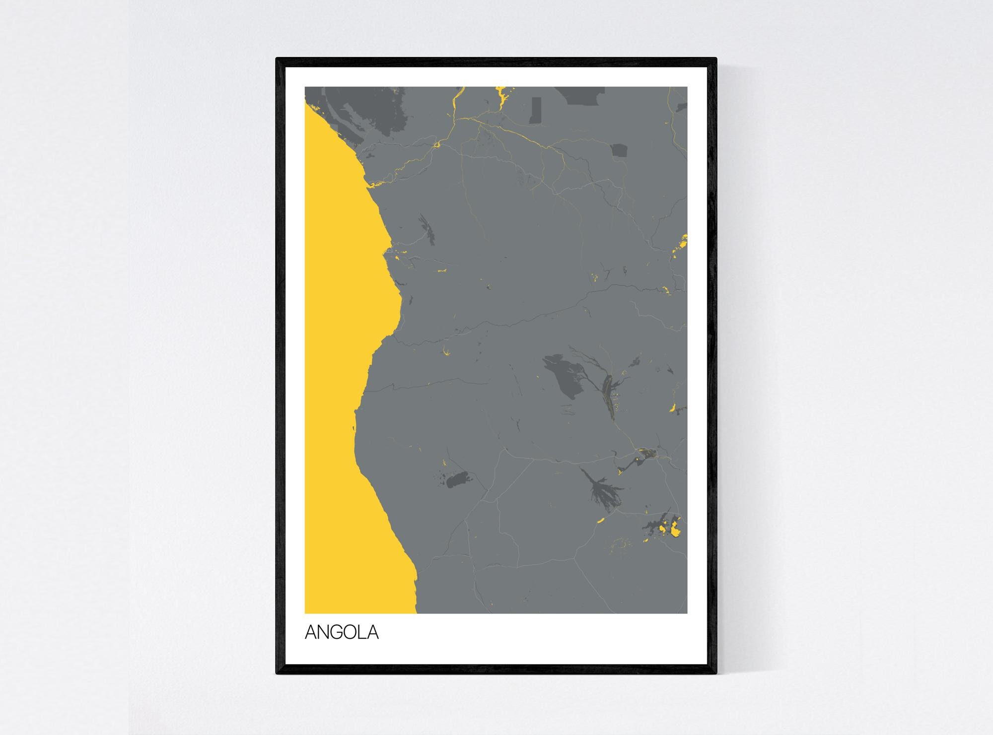 Angola Africa Map Art Print Many Styles Art Quality Paper | Etsy