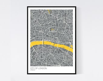 City of London Map Art Print -  Many Colours - 350gsm Art Quality Paper - Fast Delivery - Scandi // Retro // Minimal