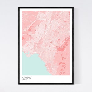 Athens, Greece Map Art Print - Many Styles - 350gsm Art Quality Paper - Fast Delivery - Scandi // Vintage // Retro // Minimal