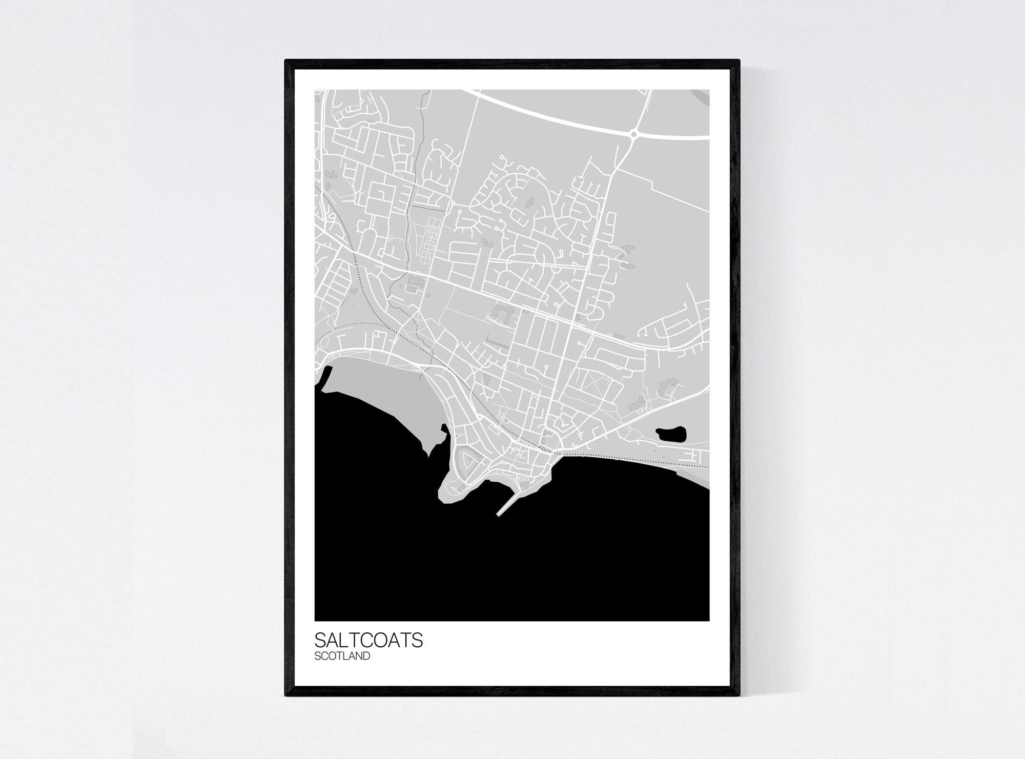 Saltcoats Scotland Map Art Print Many Colours 350gsm Art Etsy