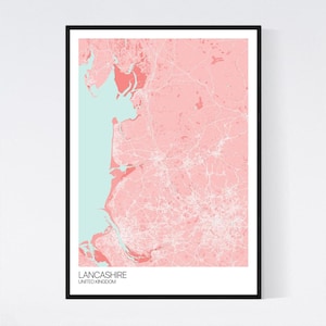 Lancashire, England Map Art Print - Many Styles - 350gsm Art Quality Paper - Fast Delivery - Scandi // Vintage // Retro // Minimal