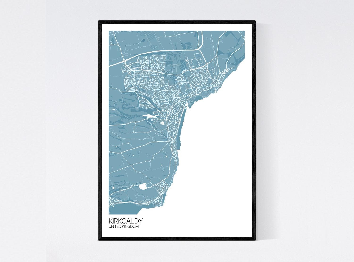 Kirkcaldy Scotland City Map Art Print De nombreux styles Etsy France