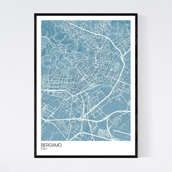 Bergamo, Italy Map Art Print -  Many Colours - Art Quality Paper - Fast Delivery - Wall Art // Scandi // Retro // Minimal