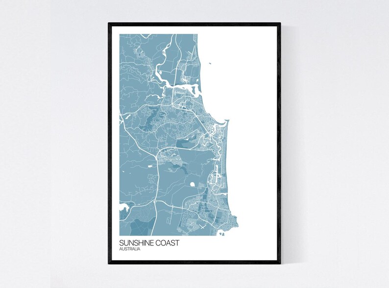 Sunshine Coast Map Print Many Colours Fast Delivery Etsy UK