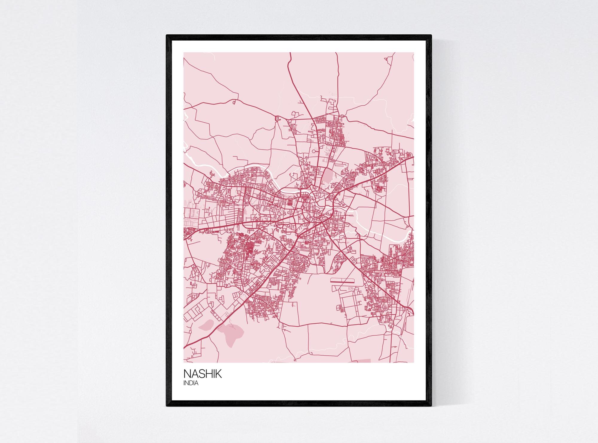 Nashik India Map Art Print Many Styles Art Quality Paper Etsy