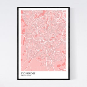 Stourbridge Map Art Print - Many Styles - 350gsm Art Quality Paper - Fast Delivery - Scandi // Vintage // Retro // Minimal