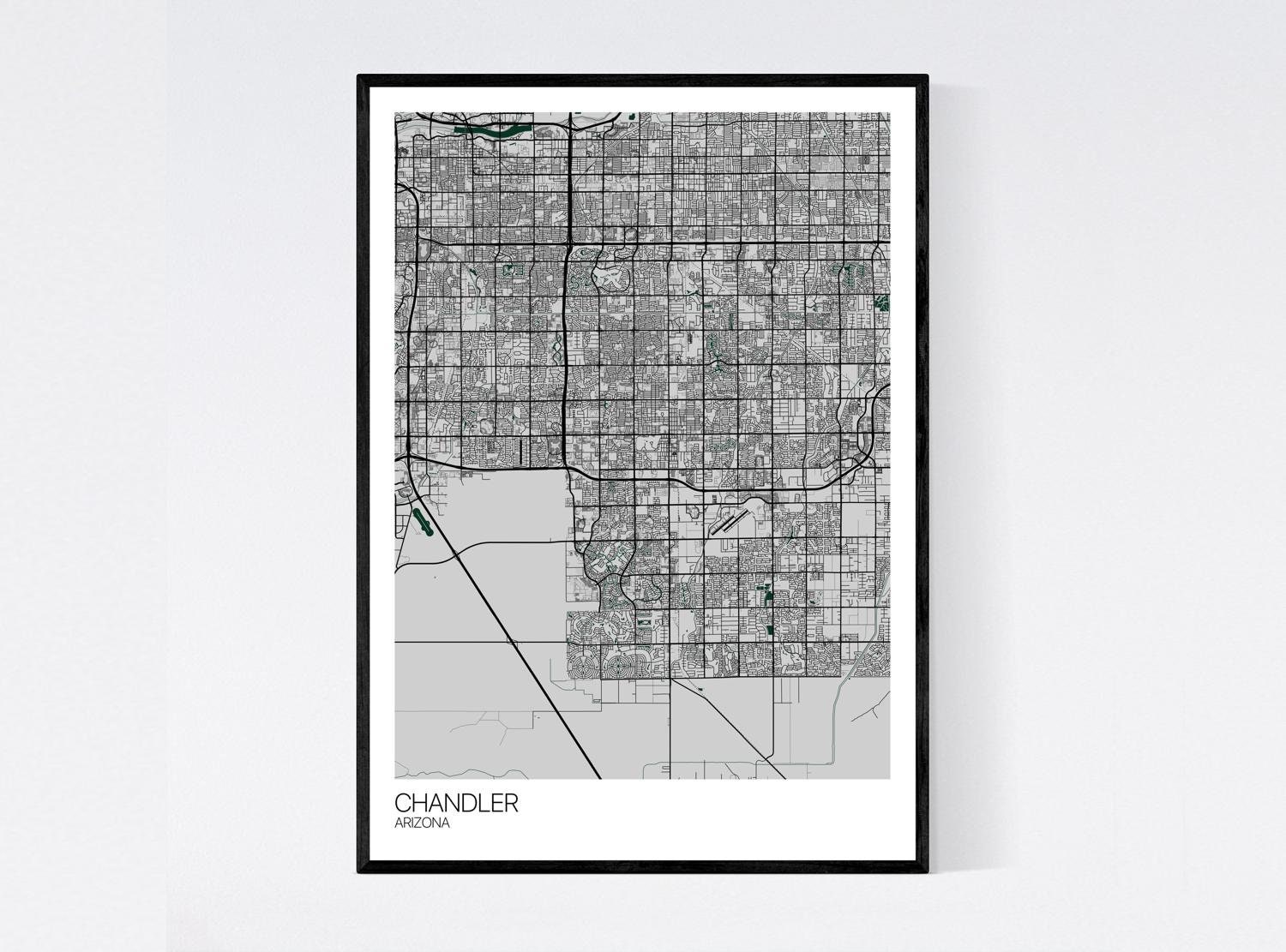 Chandler Arizona Map Print Many Colours Printed on pic