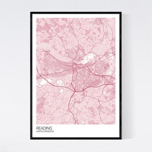 Reading, United Kingdom City Map Art Print - Many Colours - 350gsm Art Quality Paper - Fast Delivery - Scandi // Vintage // Min