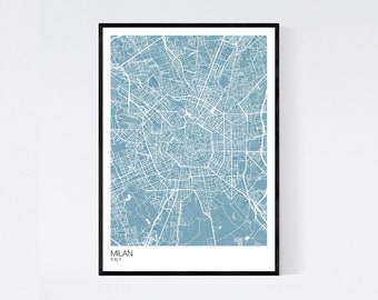 Milan, Italy Map Art Print -  Many Colours - 350gsm Art Quality Paper - Fast Delivery - Scandi // Vintage // Retro // Minimal