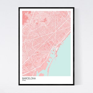 Barcelona, Spain Map Art Print -  Many Colours - 350gsm Art Quality Paper - Fast Delivery - Scandi // Retro // Minimal // Wall Art