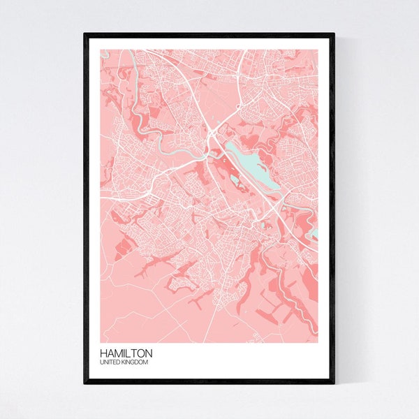 Hamilton, Scotland City Map Art Print - De nombreux styles - 350gsm Art Quality Paper - Livraison rapide - Scandi // vintage // Rétro // Minimal