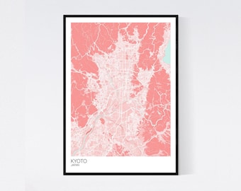 Kyoto, Japan Map Print - Many Colours - Fast Delivery - Scandi // Poster // Retro // Minimal -  350gsm Art Quality Paper