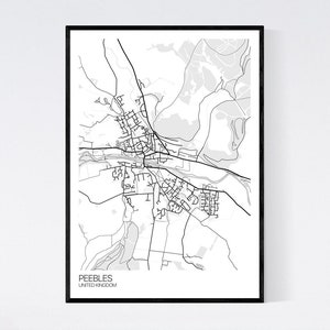 Peebles, Scotland City Map Art Print Many Styles 350gsm Art Quality ...