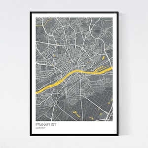 Frankfurt, Germany City Map Print - Many Colours - Printed on Art Quality Paper - Fast Delivery - Scandi // Vintage // Retro // Minimal