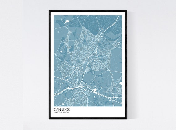 Cannock United Kingdom Map Print Many Colours Fast | Etsy