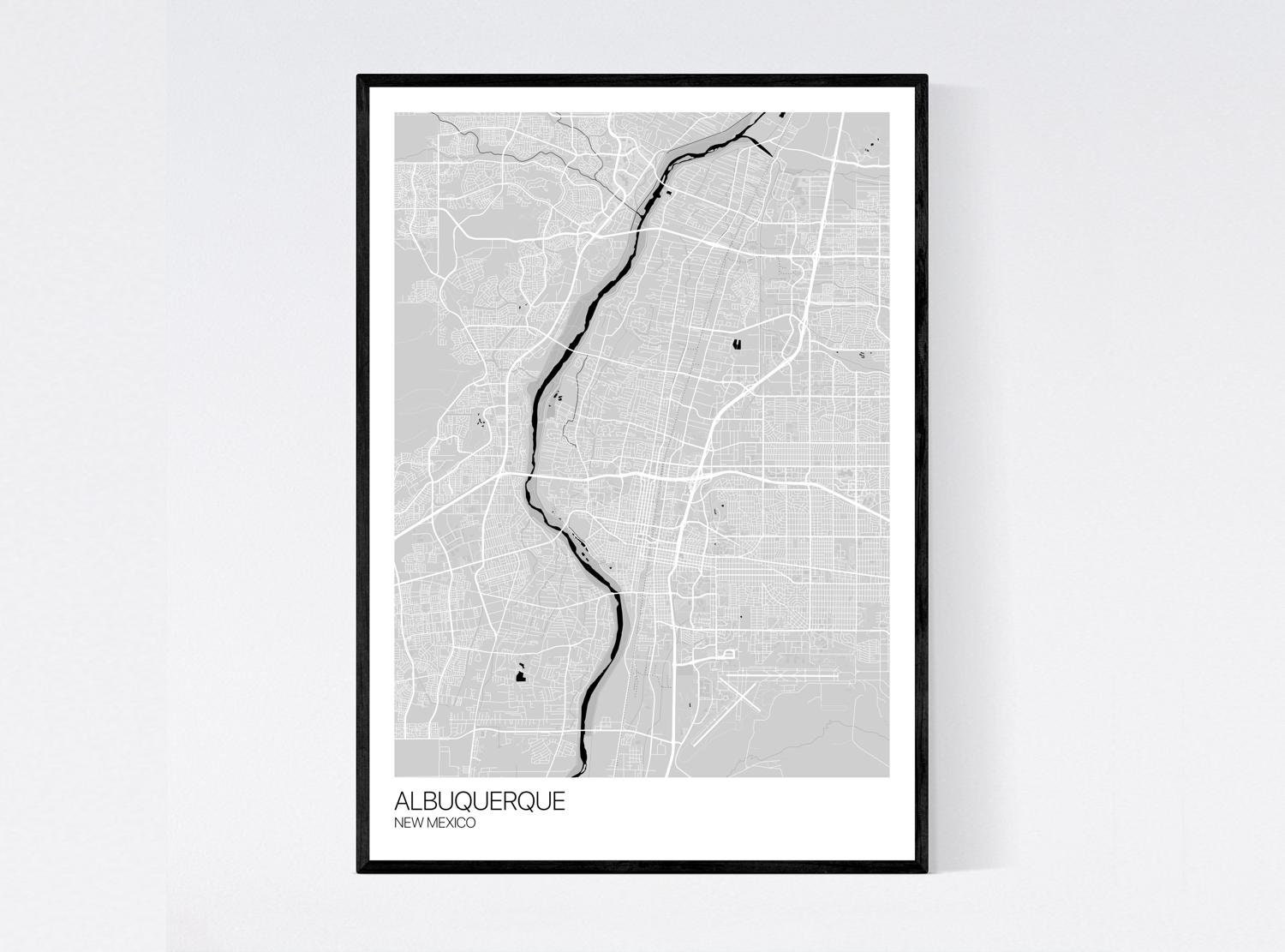 Albuquerque Map Print Many Colours Printed on Art Quality | Etsy