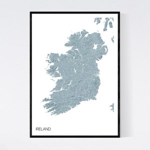 Ireland Topographic Map Print - Many Colours - Fast Delivery - Custom Text - Scandi // Vintage // Retro // Minimal - Art Quality Paper