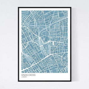 Kings Cross, London Map Art Print - Many Colours - 350gsm Art Quality Paper - Fast Delivery - Scandi // Vintage // Minimal